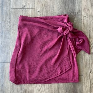 Maroon Wrap Mini Skirt - Small